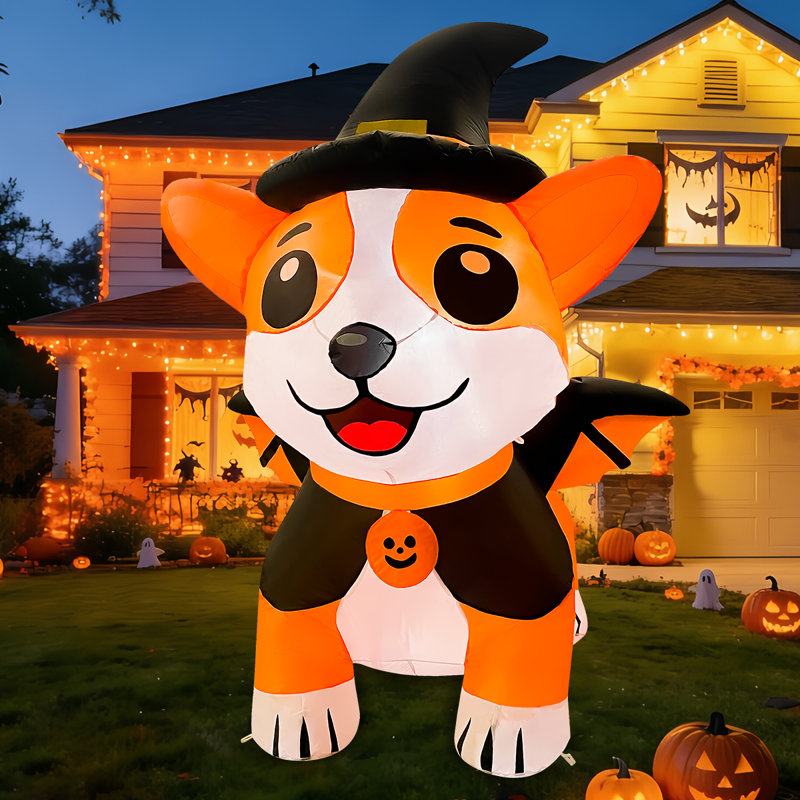 The Holiday Aisle® 5.4 Ft Halloween Inflatable Corgi With Devil